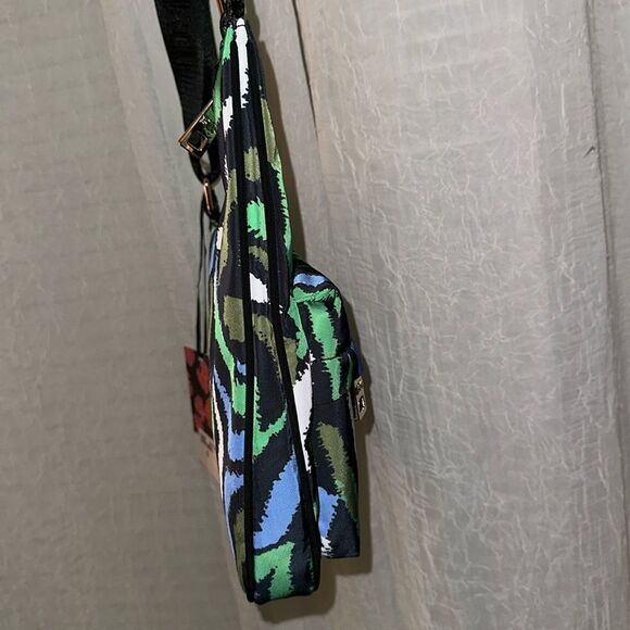 DVF x Target Black Green White Disco Zebra Nylon Utility Crossbody Bag - Picture 6 of 11